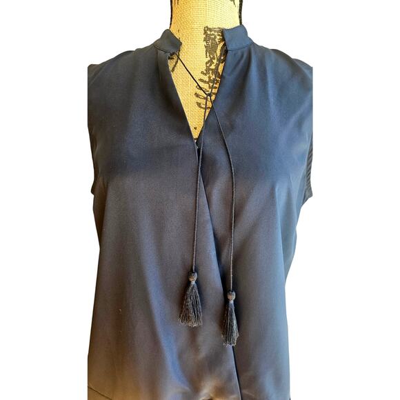 Brooks Brothers Sleeveless Sash Tie Navy Blue Blouse, New, Sz 8 - Picture 2 of 9